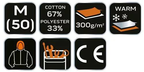 Neo Tools Munkavédelmi kabát, kapucnival Premium, kétrétegű, 67% pamut + 33% poliészter, M