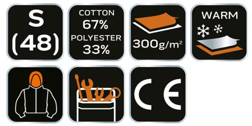 Neo Tools Munkavédelmi kabát, kapucnival Premium, kétrétegű, 67% pamut + 33% poliészter, S