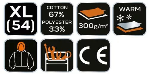 Neo Tools Munkavédelmi kabát, kapucnival Premium, kétrétegű, 67% pamut + 33% poliészter, XL