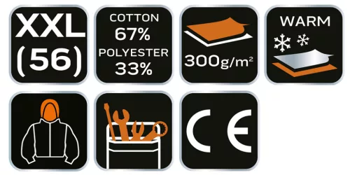 Neo Tools Munkavédelmi kabát, kapucnival Premium, kétrétegű, 67% pamut + 33% poliészter, XXL