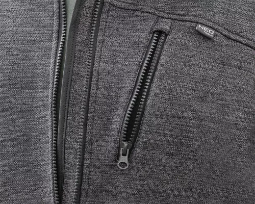 Neo Tools Munkavédelmi pulóver, Outdoor, cippzáras, szürke, XL