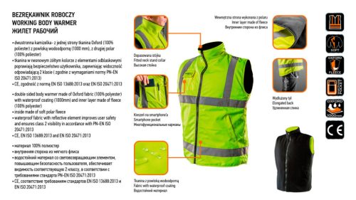 Neo Tools Kifordítható láthatósági munkavédelmi mellény, XXXL