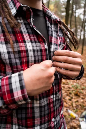 Neo Tools Flanel munkaing, piros-fekete-fehér, 100% pamut, XXL