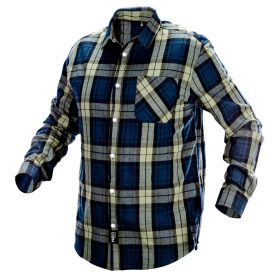 Neo Tools Flanel munkaing, kék-oliva-fekete, 100% pamut, L