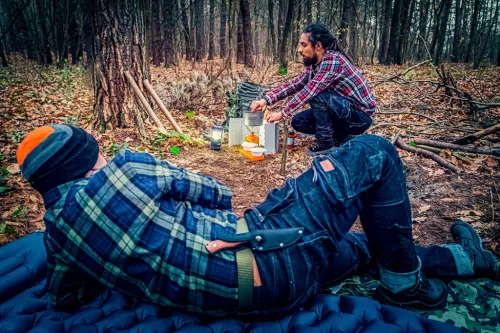 Neo Tools Flanel munkaing, kék-oliva-fekete, 100% pamut, L