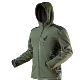   Neo Tools Terepmintás softshell munkavédelmi kabát, víz- és szélálló, kapucni, CAMO, vízáll: 5000mm, L