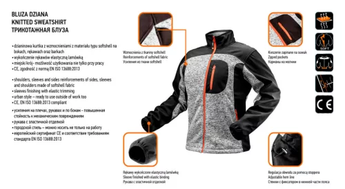 Neo Tools Munkavédelmi kabát, softshell betétekkel, XL