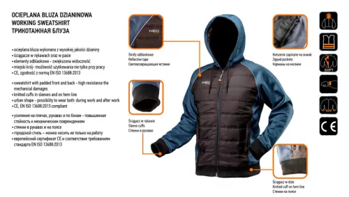 Neo Tools Munkavédelmi kabát, extrán szigetelt, kapucnival, XXXL