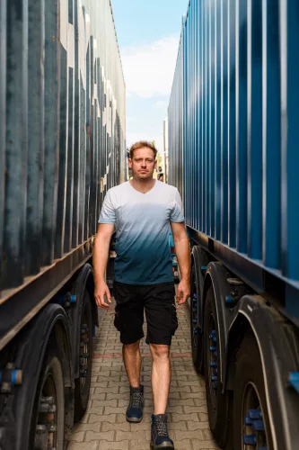 Neo Tools Munkavédelmi póló, kék árnyékmintás, Denim, 100% pamut, 180g/m2, M