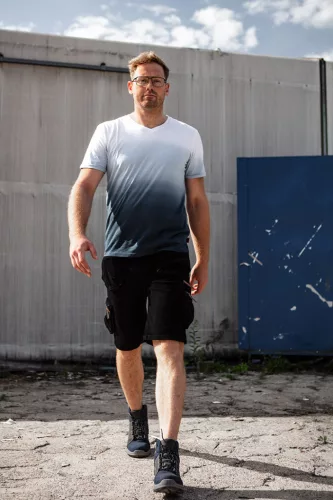 Neo Tools Munkavédelmi póló, kék árnyékmintás, Denim, 100% pamut, 180g/m2, S