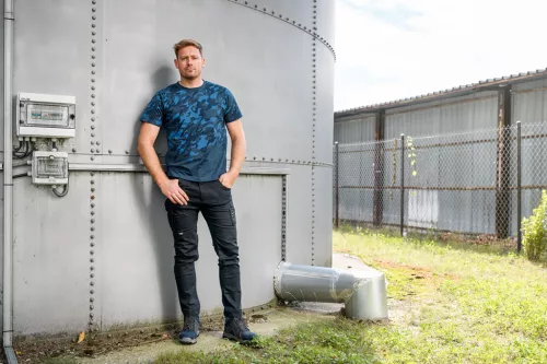 Neo Tools Munkavédelmi póló, CAMO Navy, tengerészkék, terepmintás, 100% pamut, XXL