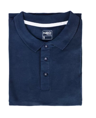 Neo Tools Munkavédelmi póló, galléros, kék, Denim, 100% pamut, 200g/m2, L