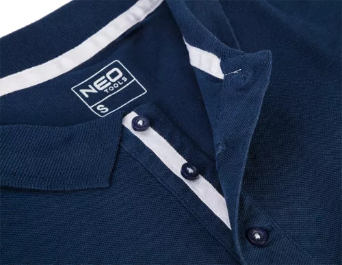 Neo Tools Munkavédelmi póló, galléros, kék, Denim, 100% pamut, 200g/m2, XXXL