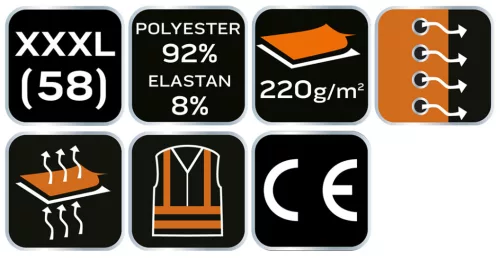 Neo Tools Munkavédelmi póló, prémium, lélegző hálós panel, 92% poliészter + 8% spandex, 220 g/m2, XXXL