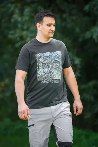 Neo Tools Munkavédelmi póló, Outdoor, hegyek, fekete, 100% pamut, 180g/m2, L