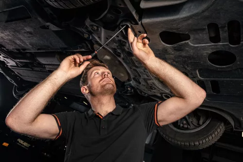 Neo Tools Munkavédelmi póló, fekete, galléros, Garage, pique, 100% pamut, 195g/m2, M