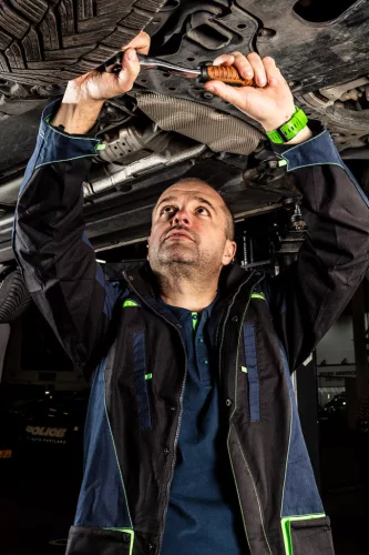 Neo Tools Munkavédelmi póló, galléros, Motosynteza, pique, 100% pamut, 195g/m2, M