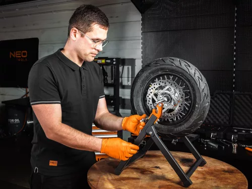 Neo Tools Munkavédelmi póló, galléros, Denim, fekete, pique, 100% pamut, 196g/m2, XXL