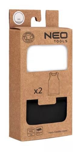 Neo Tools Munkavédelmi póló, fekete-fehér, ujjatlan, 95%pamut, 5%elasztán, 2db, L
