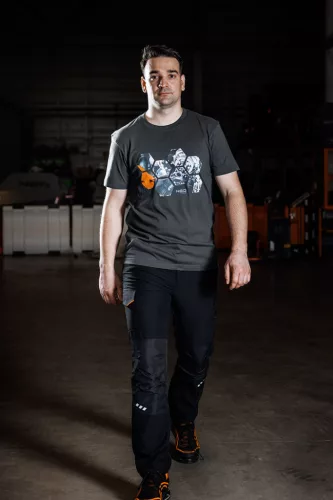 Neo Tools Munkavédelmi póló, hatszög grafika, autóalkatrész minta, 100% pamut, 180g/m2, XL