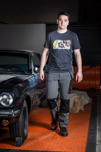 Neo Tools Munkavédelmi póló, motorkerékpár minta, 100% pamut, 180g/m2, L