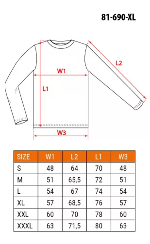 Neo Tools Munkavédelmi póló, hosszú ujjú, szürke, 90% pamut, XL