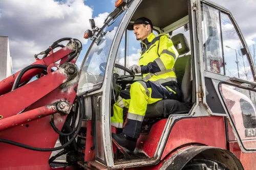 Neo Tools Láthatósági softshell munkavédelmi kabát, kapucnival, sárga, M