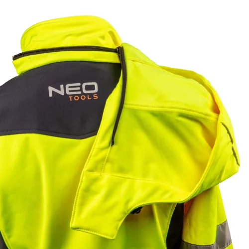 Neo Tools Láthatósági softshell munkavédelmi kabát, kapucnival, sárga, XL