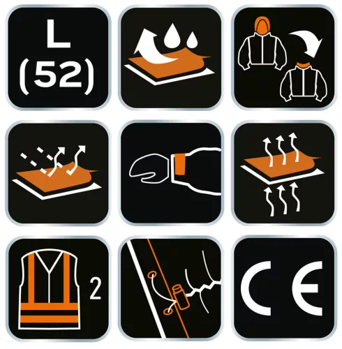 Neo Tools Láthatósági softshell munkavédelmi kabát, kapucnival, narancssárga, L