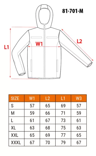 Neo Tools Láthatósági softshell munkavédelmi kabát, kapucnival, narancssárga, M