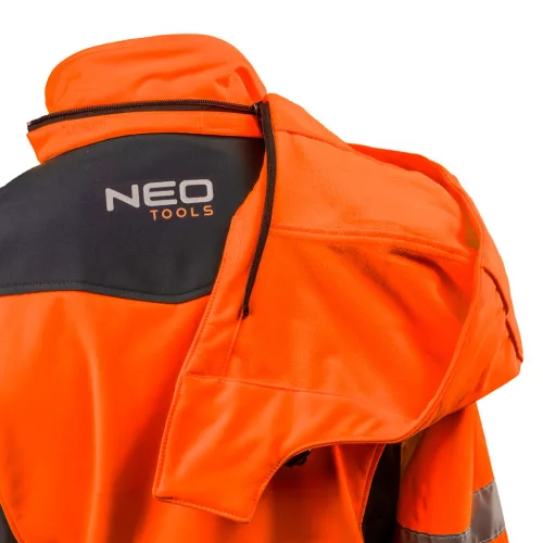 Neo Tools Láthatósági softshell munkavédelmi kabát, kapucnival, narancssárga, S