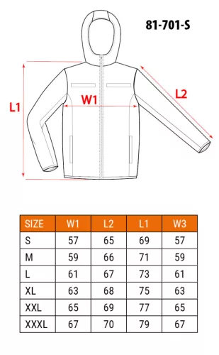 Neo Tools Láthatósági softshell munkavédelmi kabát, kapucnival, narancssárga, S