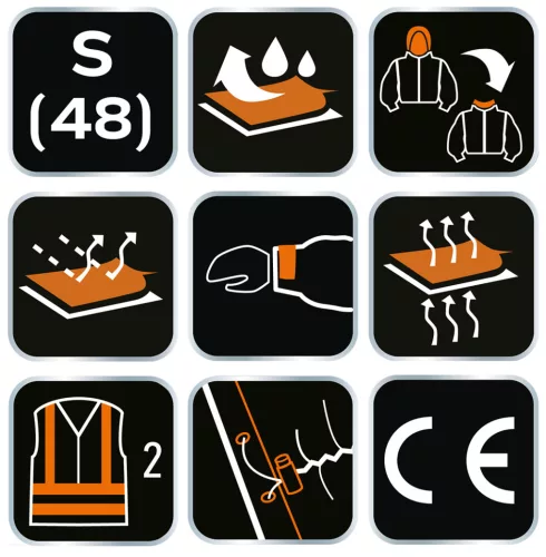 Neo Tools Láthatósági softshell munkavédelmi kabát, kapucnival, narancssárga, S