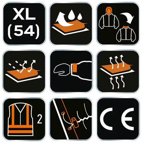 Neo Tools Láthatósági softshell munkavédelmi kabát, kapucnival, narancssárga, XL