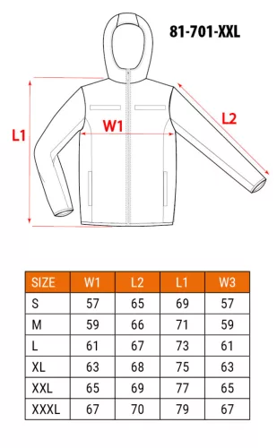 Neo Tools Láthatósági softshell munkavédelmi kabát, kapucnival, narancssárga, XXL