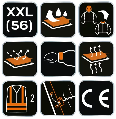 Neo Tools Láthatósági softshell munkavédelmi kabát, kapucnival, narancssárga, XXL