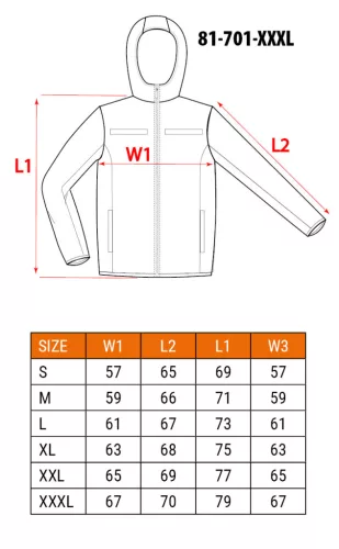 Neo Tools Láthatósági softshell munkavédelmi kabát, kapucnival, narancssárga, XXXL