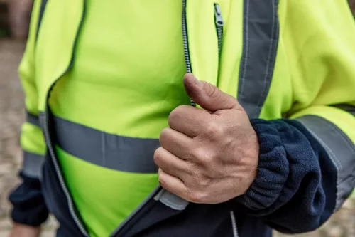 Neo Tools Láthatósági munkavédelmi póló, sárga, sötét alsó résszel, M