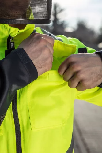 Neo Tools Láthatósági munkavédelmi kabát, Visibility, citromsárga, 60% pamut, 40% polyester, 260 gsm, M