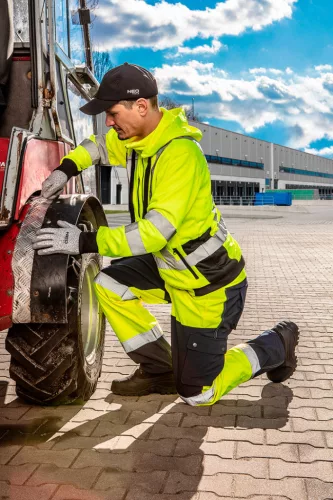 Neo Tools Láthatósági munkavédelmi kabát, citromsárga, kapucnival, XL