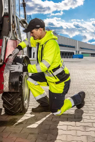 Neo Tools Láthatósági softshell munkásnadrág, citromsárga, S