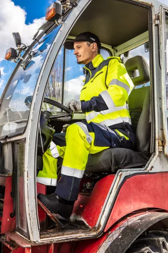 Neo Tools Láthatósági softshell munkásnadrág, citromsárga, XL