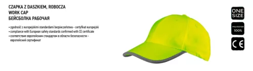 Neo Tools Láthatósági baseball munkasapka, citromsárga