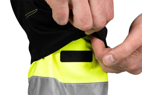 Neo Tools Láthatósági munkásnadrág Mix&Match, 1. oszt., 240g/m2, külső zsebek, profilozott térdbetét, fek.-sárga, XL