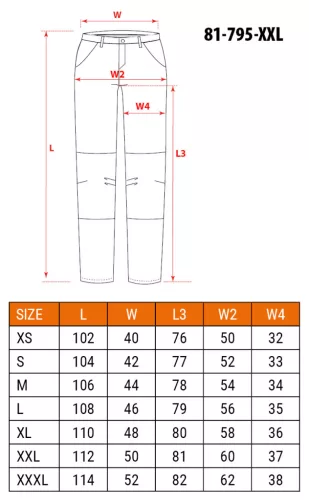 Neo Tools Láthatósági munkásnadrág Mix&Match, 1. oszt., 240g/m2, külső zsebek, profilozott térdbetét, fek.-sárga, XXL