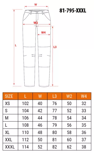 Neo Tools Láthatósági munkásnadrág Mix&Match, 1. oszt., 240g/m2, külső zsebek, profilozott térdbetét, fek.-sárga, XXXL