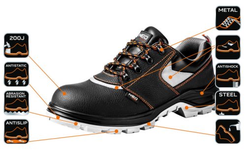 Neo Tools Munkavédelmi cipő, bőr, 44, CE, S1P SRA