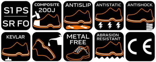 Neo Tools Munkavédelmi cipő, S1P SRC, fémmentes, kevlár talp, kompozit lábujjvédő, 38