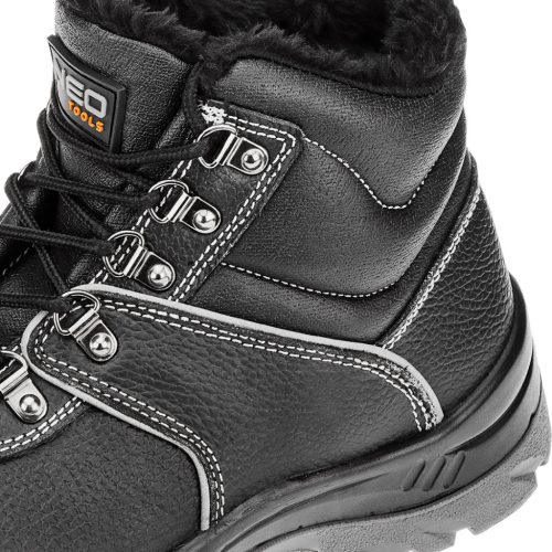 Neo Tools Munkavédelmi bakancs, hőszigetelt, bőr felsőrész, acélbetét, csúszásmentes talp, S3 SRC, 47