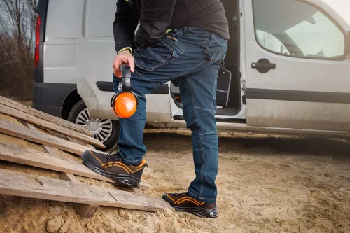 Neo Tools Munkavédelmi cipő, S1 SR, fekete-narancs, NEO AIR, acélbetéttel, légpárnás talp, fényvisszaverő elemekkel, 45